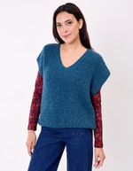 Pull sans manches maille fantaisie imprimé Princesse Nomade