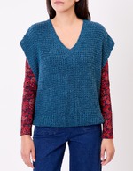 Pull sans manches maille fantaisie imprimé Princesse Nomade