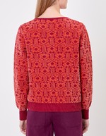 Pull col V maille jacquard imprimé Princesse Nomade