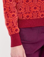 Pull col V maille jacquard imprimé Princesse Nomade