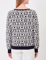 Pull col V maille jacquard imprimé Princesse Nomade