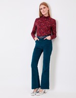 Pantalon flare velours côtelé imprimé Princesse Nomade