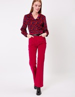 Pantalon flare velours côtelé imprimé Princesse Nomade