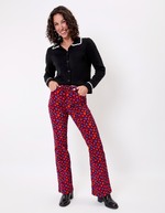Pantalon flare velours côtelé imprimé Princesse Nomade