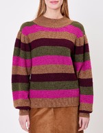 Pull col cheminée en maille à rayures imprimé Princesse Nomade