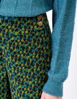 Pantalon large velours côtelé imprimé Princesse Nomade