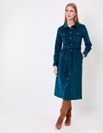 Robe midi chemisier velours stretch imprimé Princesse Nomade