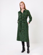 Robe midi chemisier velours côtelé imprimé Princesse Nomade