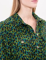 Robe midi chemisier velours côtelé imprimé Princesse Nomade