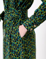 Robe midi chemisier velours côtelé imprimé Princesse Nomade