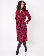 Robe midi chemisier velours côtelé imprimé Princesse Nomade