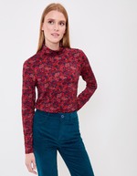T-shirt maille fluide col roulé imprimé Princesse Nomade
