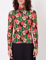 T-shirt maille fluide col roulé imprimé Princesse Nomade