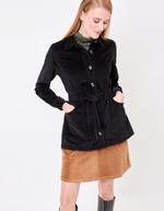Veste mi-longue ceinturée velours côtelé imprimé Princesse Nomade
