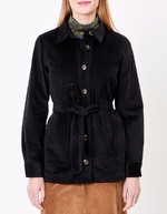 Veste mi-longue ceinturée velours côtelé imprimé Princesse Nomade