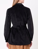 Veste mi-longue ceinturée velours côtelé imprimé Princesse Nomade
