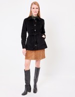 Veste mi-longue ceinturée velours côtelé imprimé Princesse Nomade