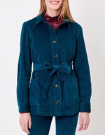 Veste mi-longue ceinturée velours côtelé imprimé Princesse Nomade