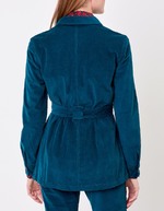 Veste mi-longue ceinturée velours côtelé imprimé Princesse Nomade
