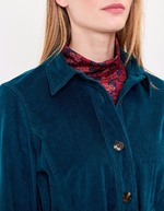 Veste mi-longue ceinturée velours côtelé imprimé Princesse Nomade