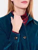 Veste mi-longue ceinturée velours côtelé imprimé Princesse Nomade