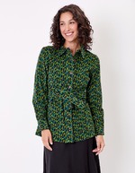 Veste mi-longue ceinturée velours côtelé imprimé Princesse Nomade
