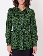 Veste mi-longue ceinturée velours côtelé imprimé Princesse Nomade