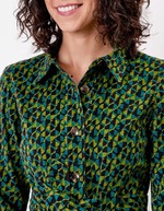 Veste mi-longue ceinturée velours côtelé imprimé Princesse Nomade