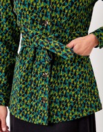 Veste mi-longue ceinturée velours côtelé imprimé Princesse Nomade
