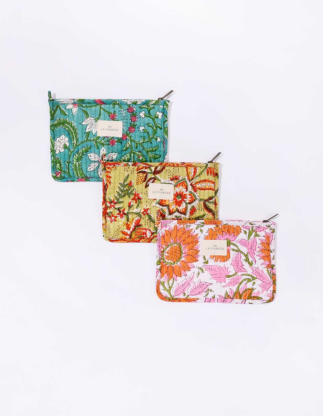 Petite pochette matelassée en coton imprimé La Fiancée