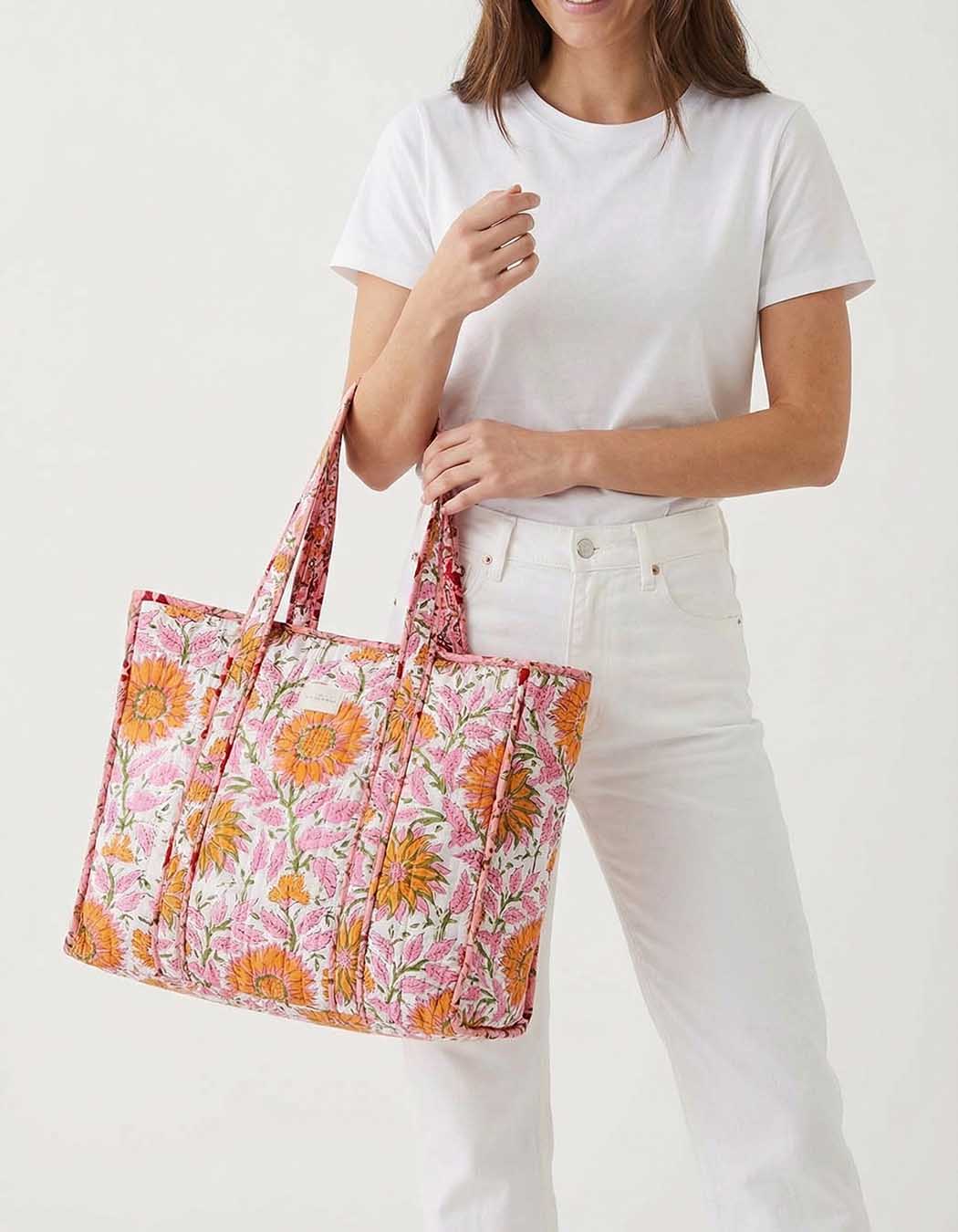 Sac cabas matelassé zippé imprimé La Fiancée