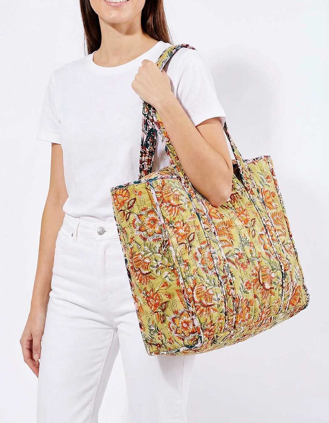 Sac cabas matelassé zippé imprimé La Fiancée