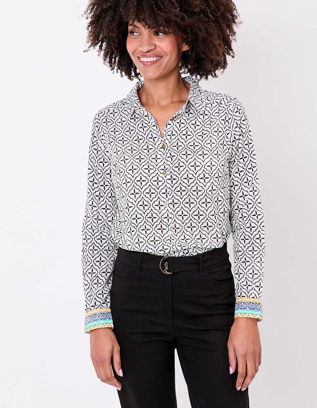 Chemise droite voile de coton bio imprimé La Fiancée