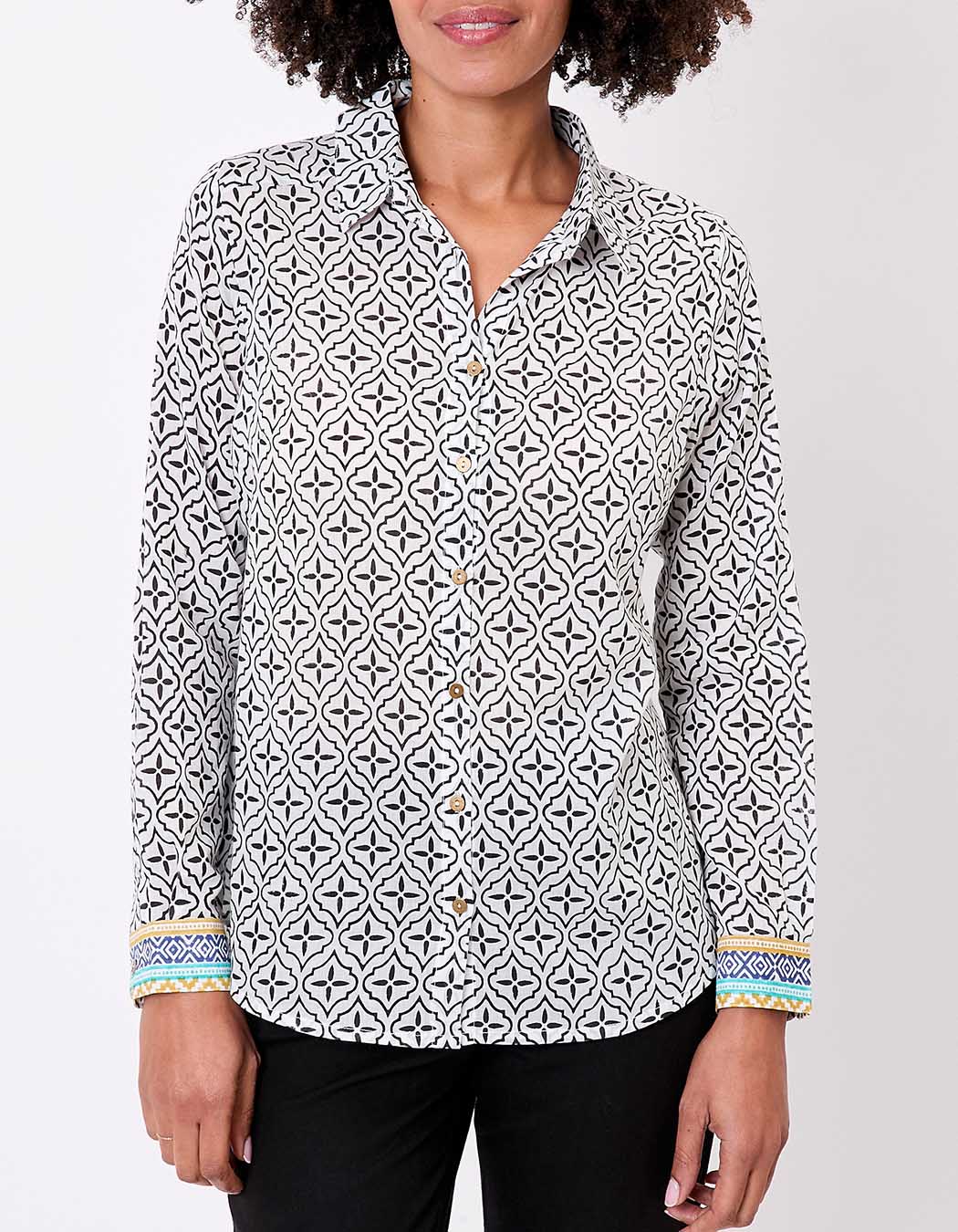 Chemise droite voile de coton bio imprimé La Fiancée