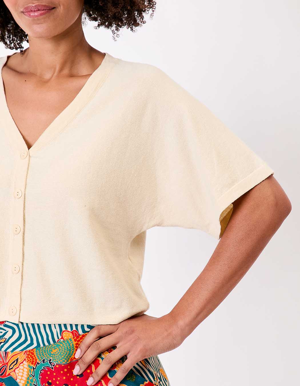 Gilet court en maille uni imprimé La Fiancée