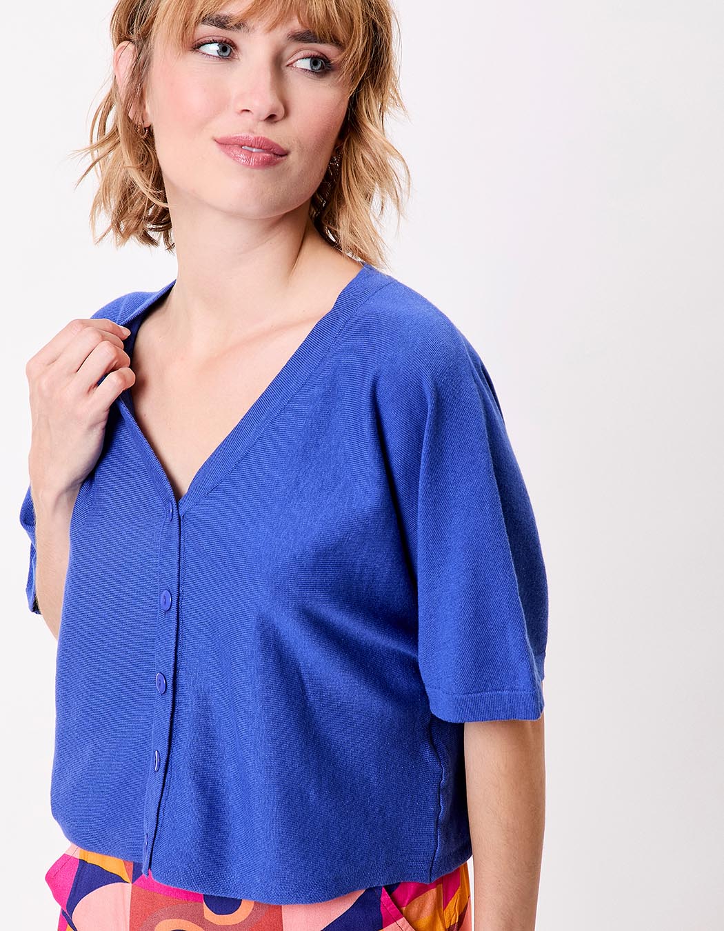 Gilet court en maille uni imprimé La Fiancée