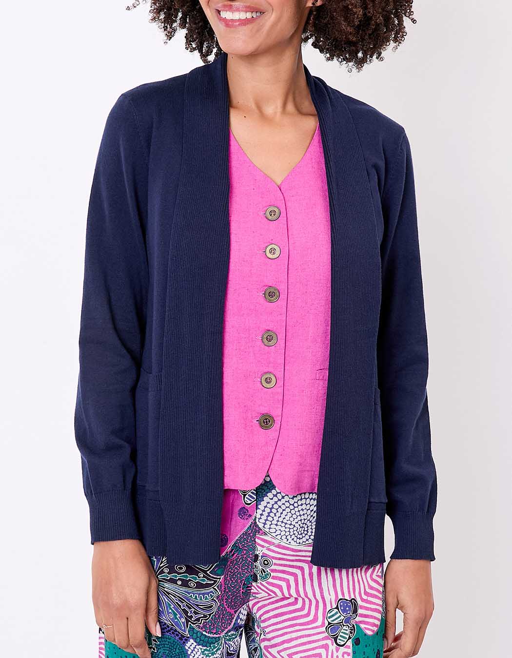 Gilet long col châle uni imprimé La Fiancée