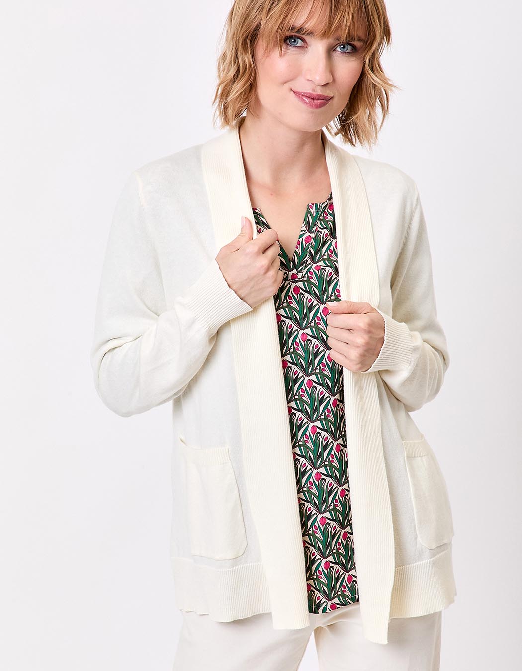 Gilet long col châle uni imprimé La Fiancée