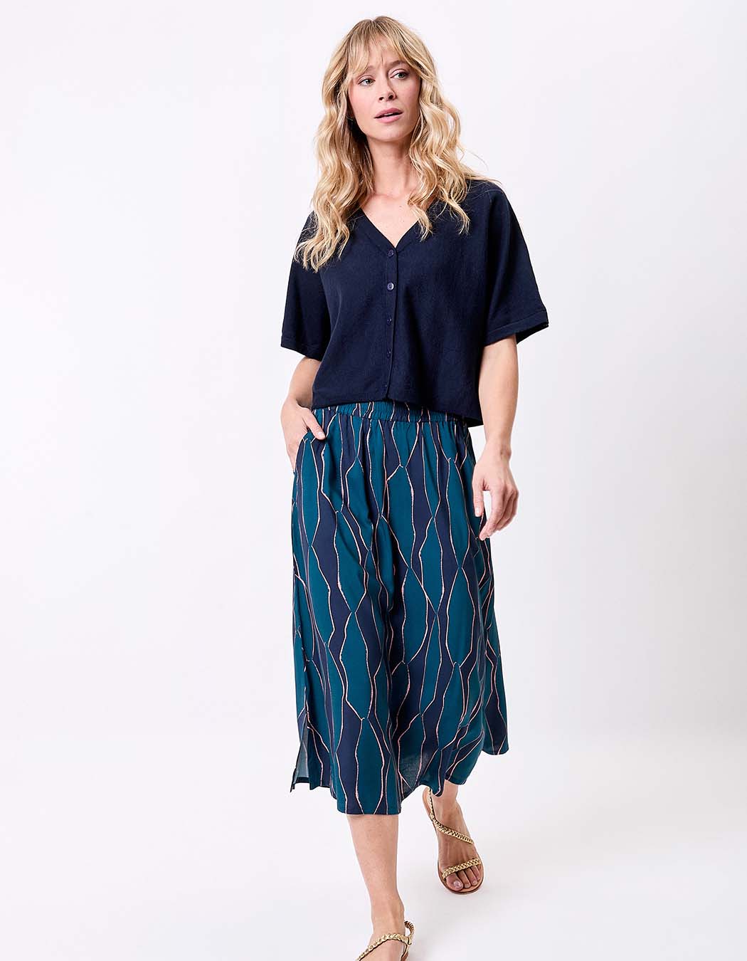 Jupe fluide midi évasée imprimé La Fiancée
