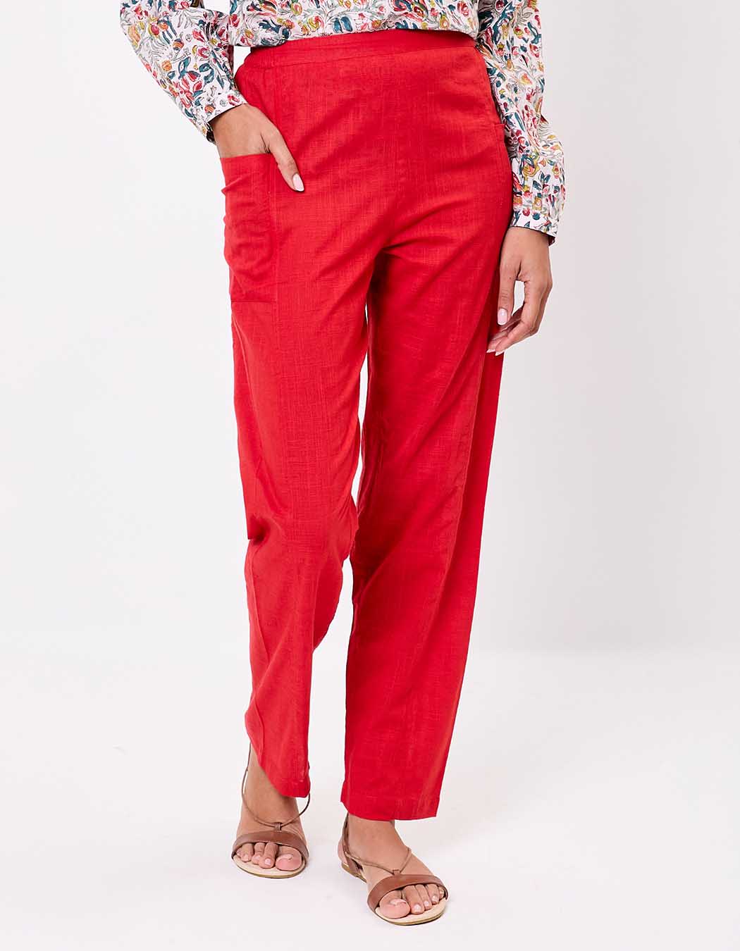 Pantalon coton bio droit avec poches imprimé La Fiancée