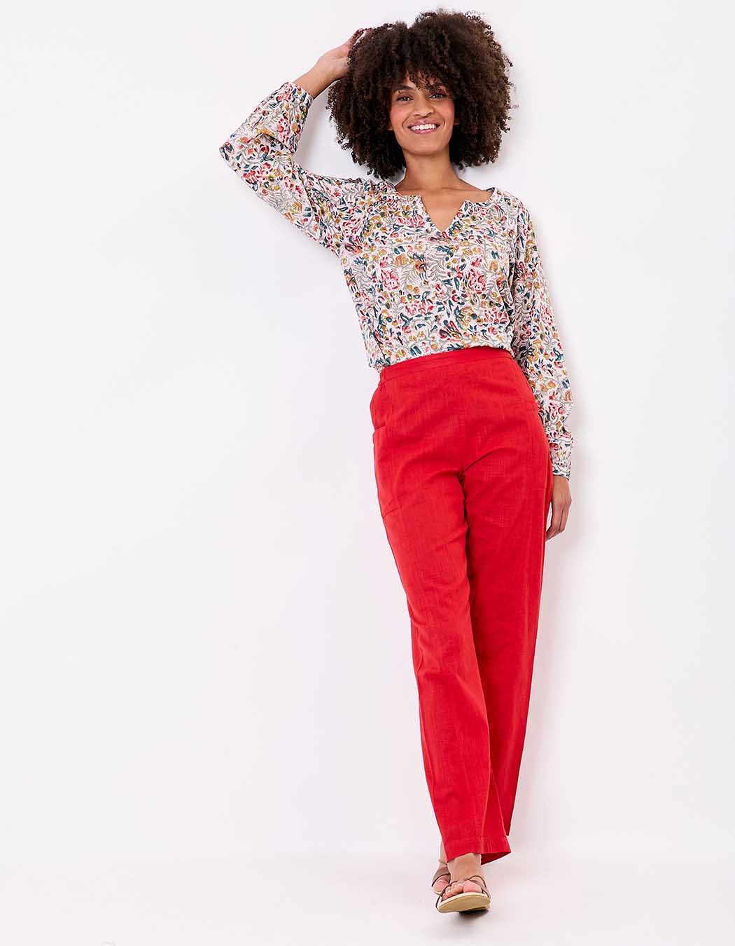 Pantalon coton bio droit avec poches imprimé La Fiancée