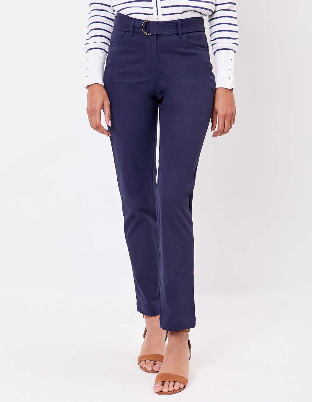 Pantalon ajusté coton stretch ceinturé imprimé La Fiancée