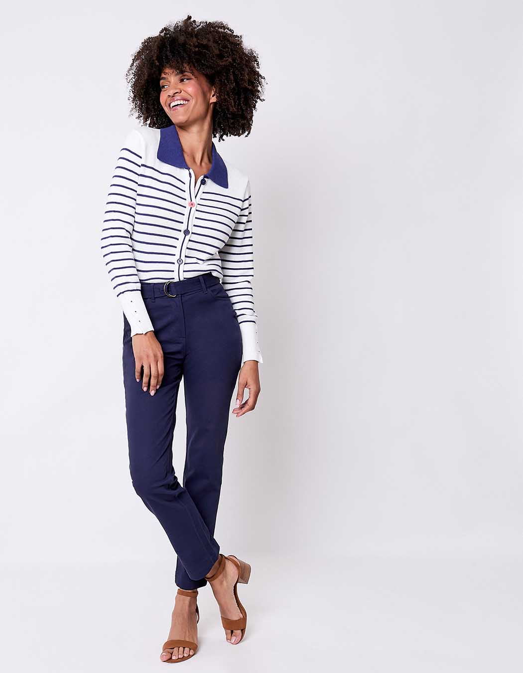 Pantalon ajusté coton stretch ceinturé imprimé La Fiancée