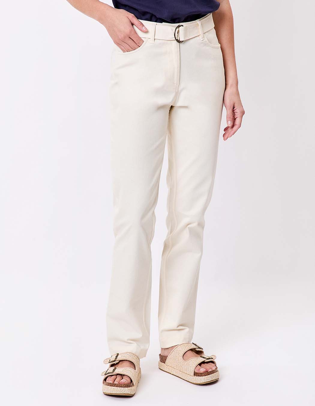 Pantalon ajusté coton stretch ceinturé imprimé La Fiancée