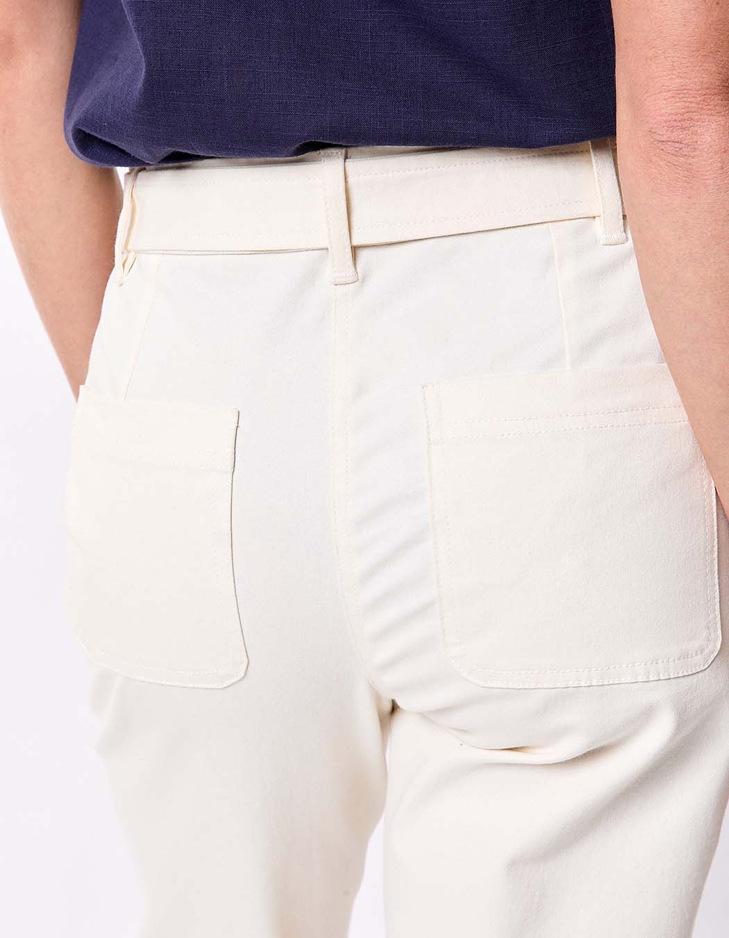 Pantalon ajusté coton stretch ceinturé imprimé La Fiancée