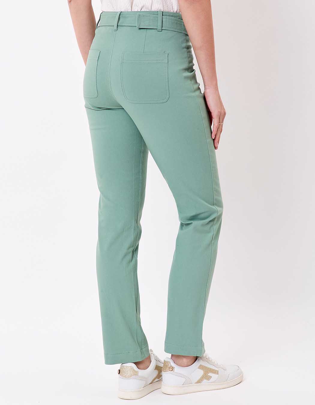 Pantalon ajusté coton stretch ceinturé imprimé La Fiancée