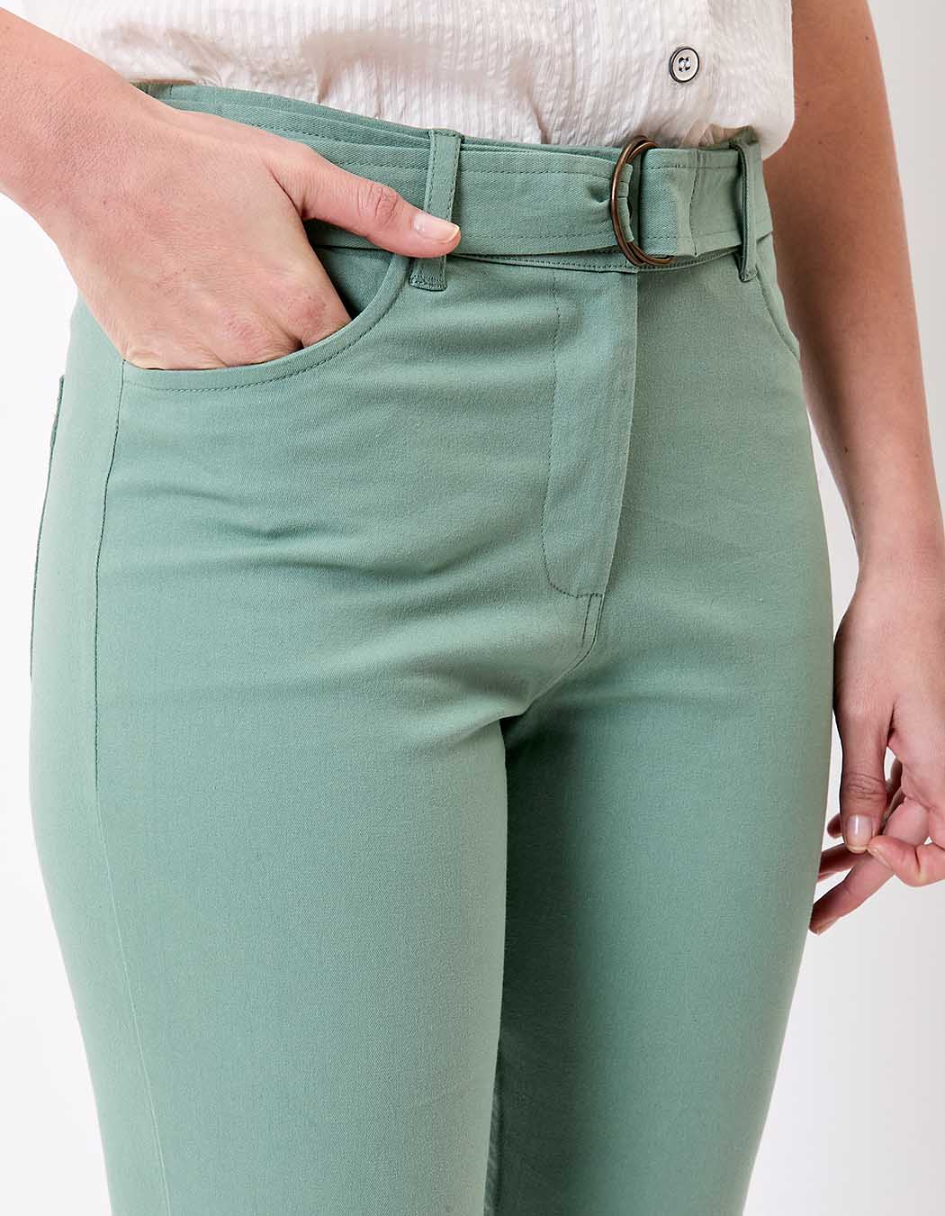Pantalon ajusté coton stretch ceinturé imprimé La Fiancée