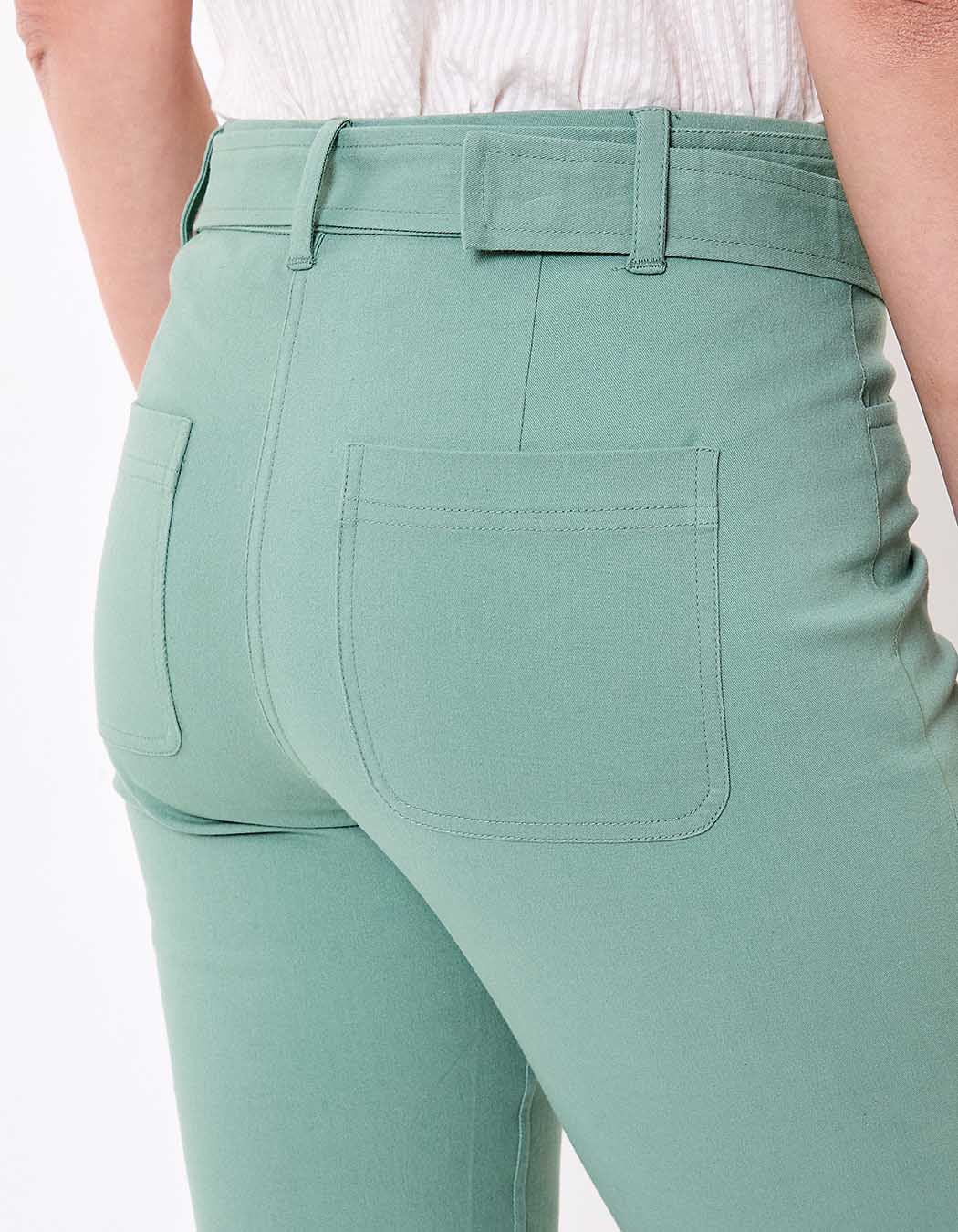Pantalon ajusté coton stretch ceinturé imprimé La Fiancée