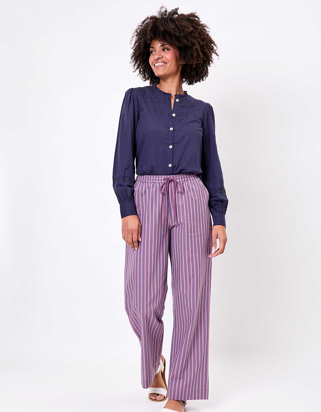 Pantalon rayures coton bio imprimé La Fiancée