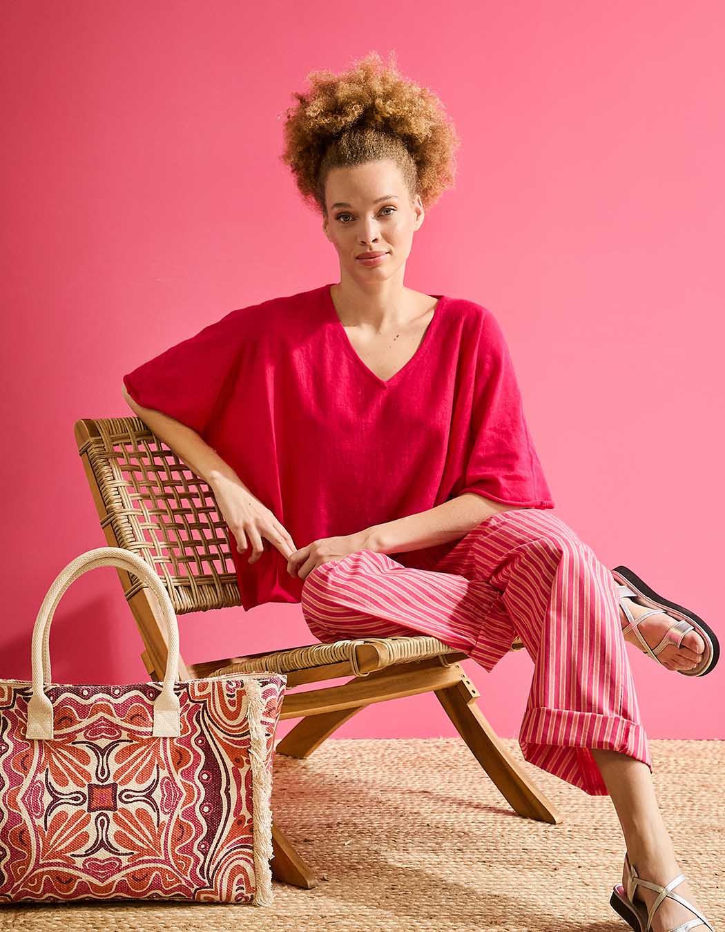 Pantalon rayures coton bio imprimé La Fiancée